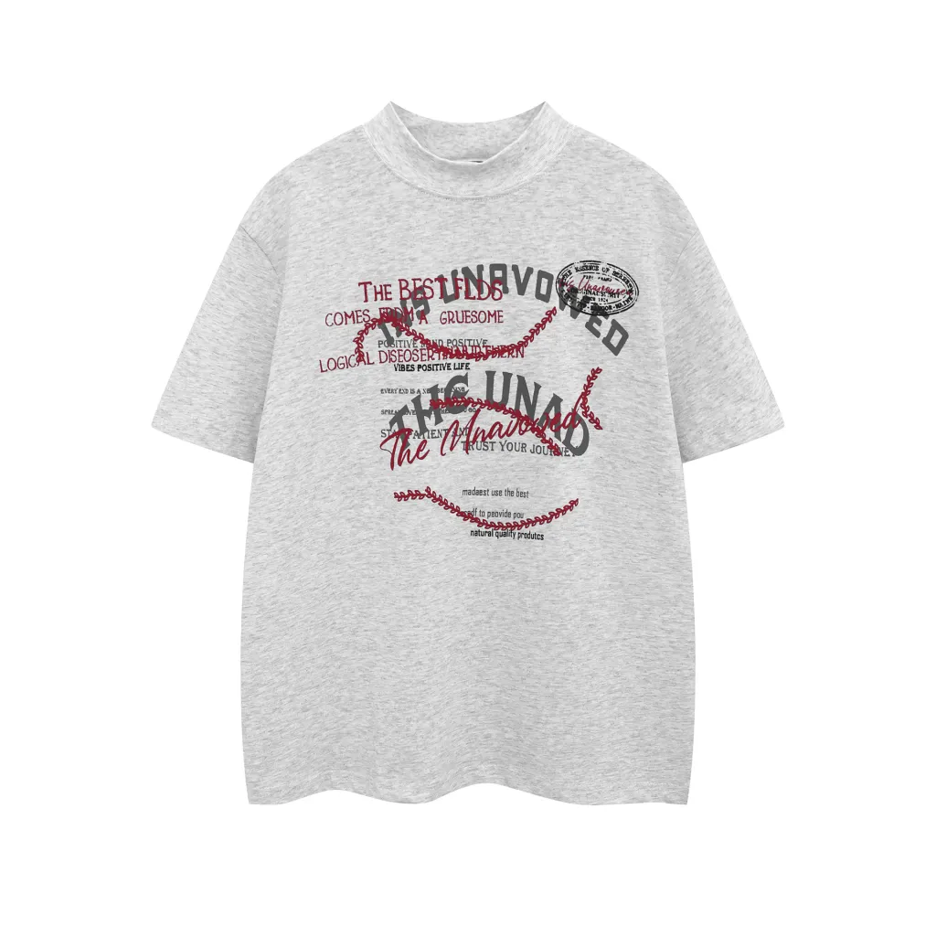 Women's High Street Top With Letter Print - Gray