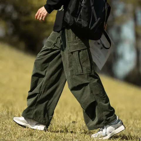 Autumn and Winter Straight Casual Wide-leg Corduroy Overalls Men