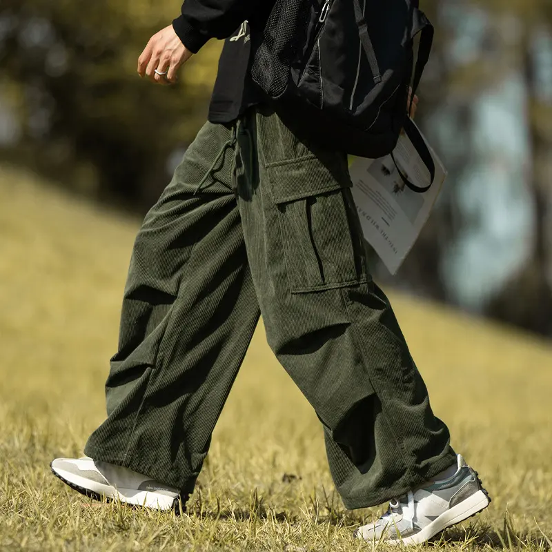 Autumn and Winter Straight Casual Wide-leg Corduroy Overalls Men
