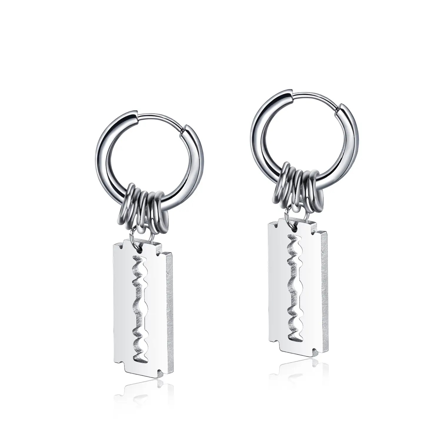 Personalized Steel Blade Men's Titanium Steel Stud Earrings