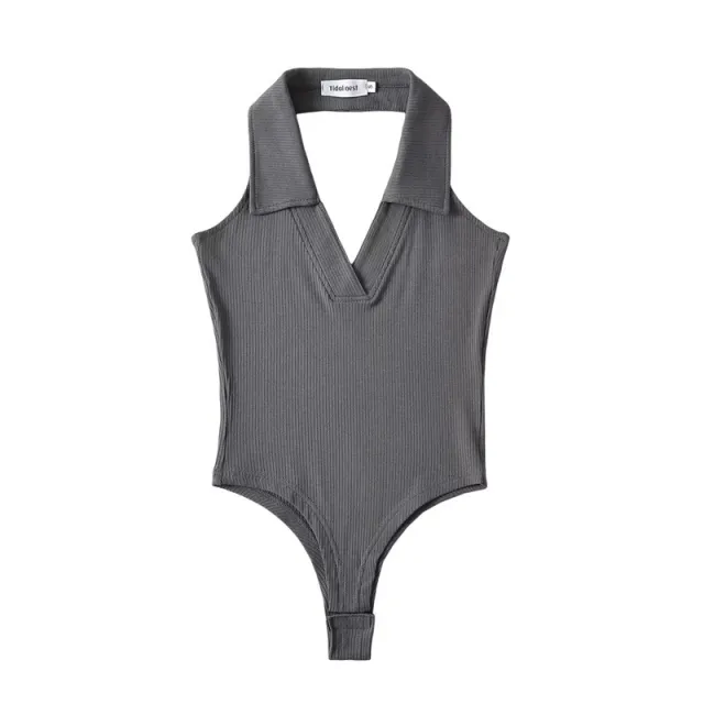Sweet Cool Style Sleeveless Leotard Backless Sexy Charcoal - Shop at LoveMi