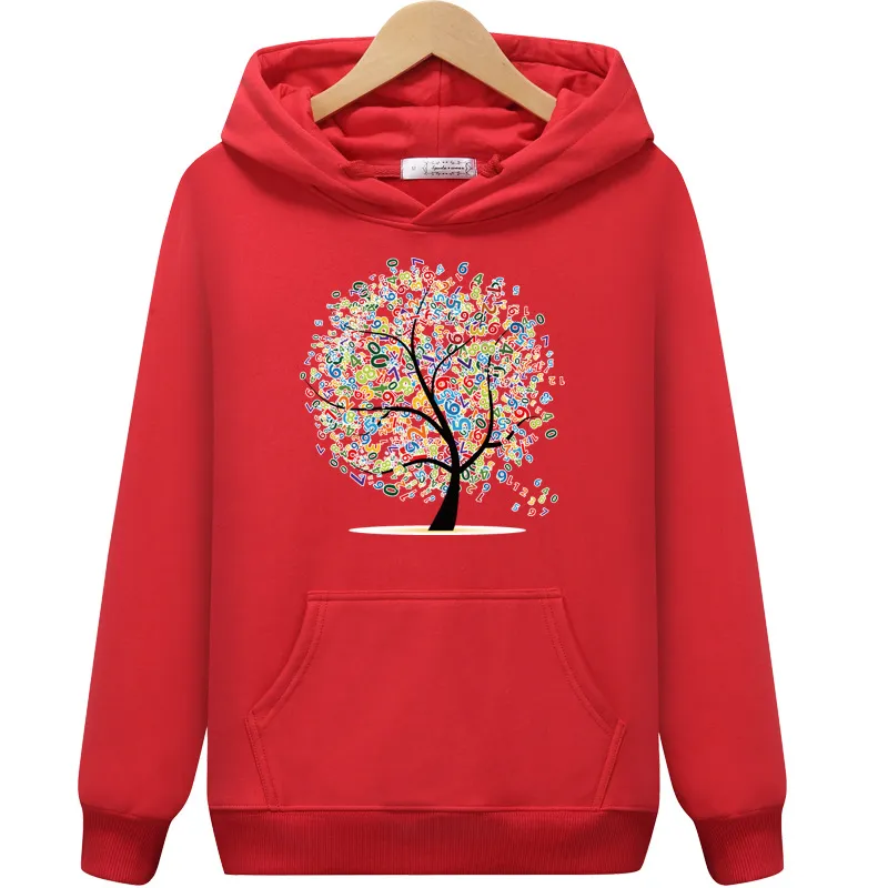 Women's Hooded Pullover Printed Fashionable Casual Loose Hoodie - Red