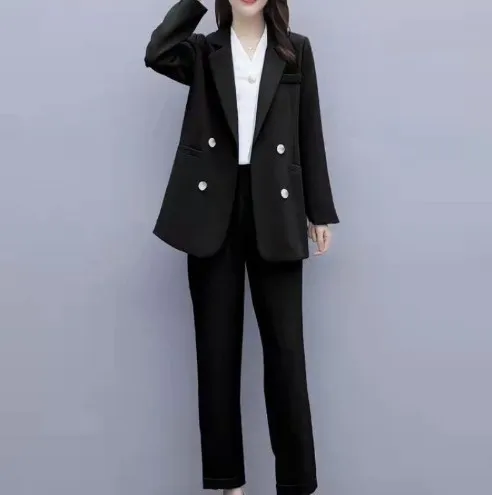 Women's Korean style Loose Temperament Plus Size Suit Black - Shop at LoveMi