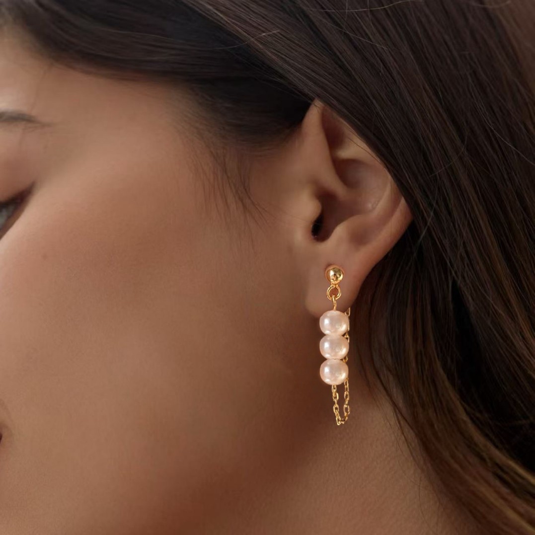 Personalized Zircon Pearl Tassel Earrings That Can Be Worn On Either Side