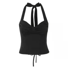 Sexy Fishbone Tube Top Strap Body Shaping Top - Black - View 1