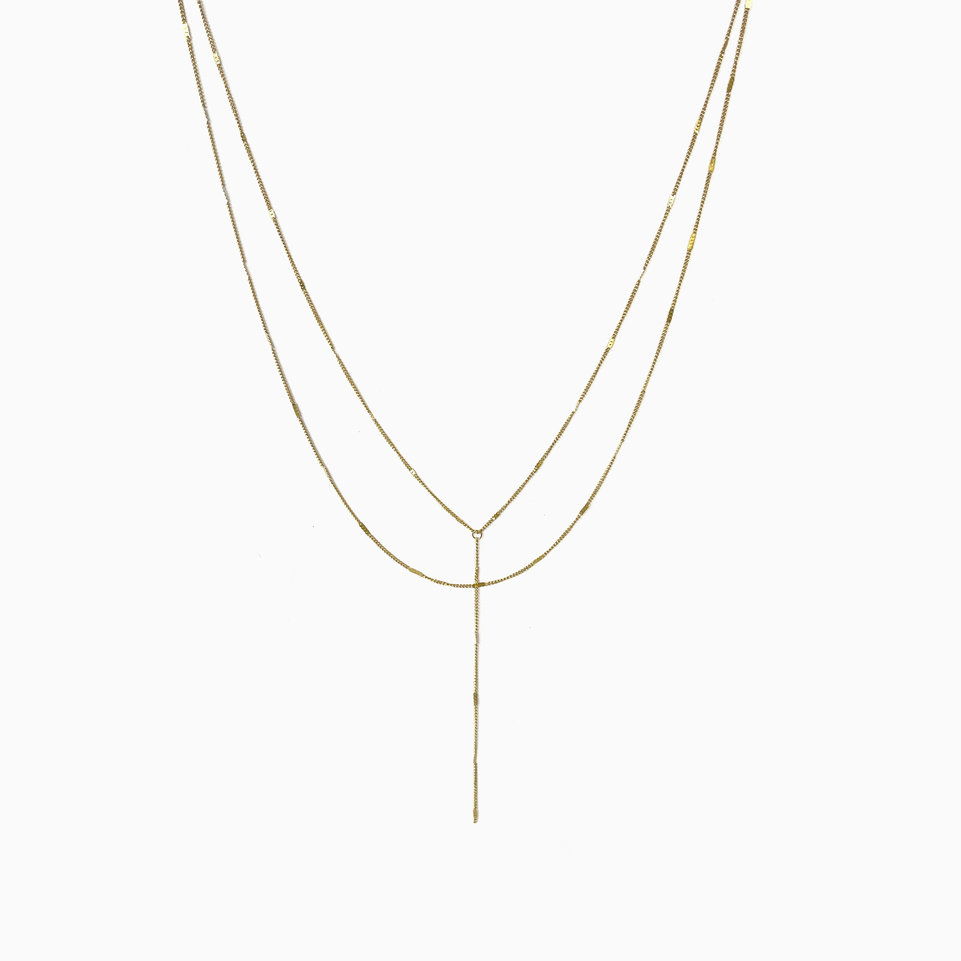 Fashion Simple Stainless Steel Sequin Chain Double Layer Necklace