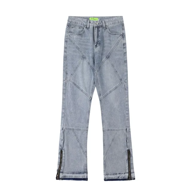 Men's And Women's Same Maychao Loose Straight Washed Denim Trousers Blue - Shop at LoveMi