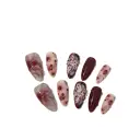 Blooming Hand-painted Three-dimensional Carved Mid-length Manicure Wear Nail view 3