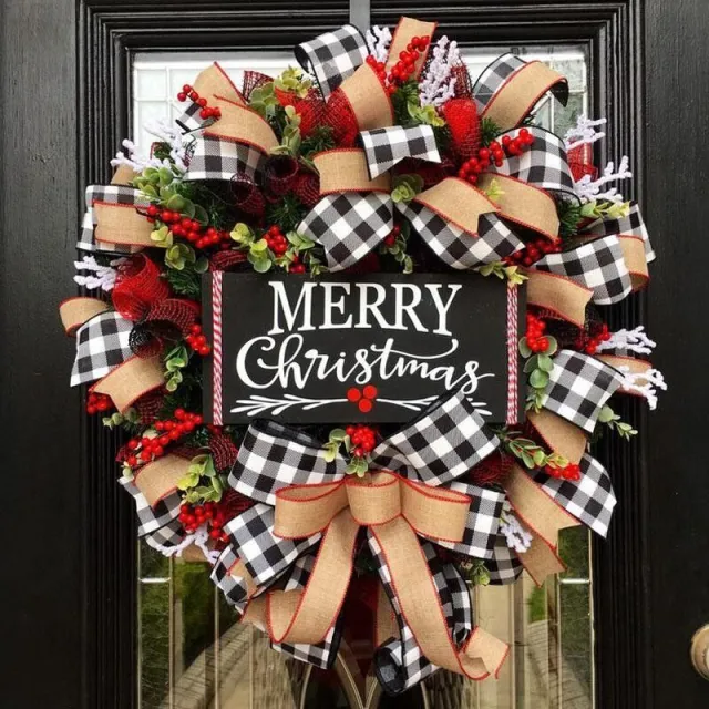 Christmas Letter Door Hanging Simulation Garland 45Cm Christmas Bowknot - Shop at LoveMi