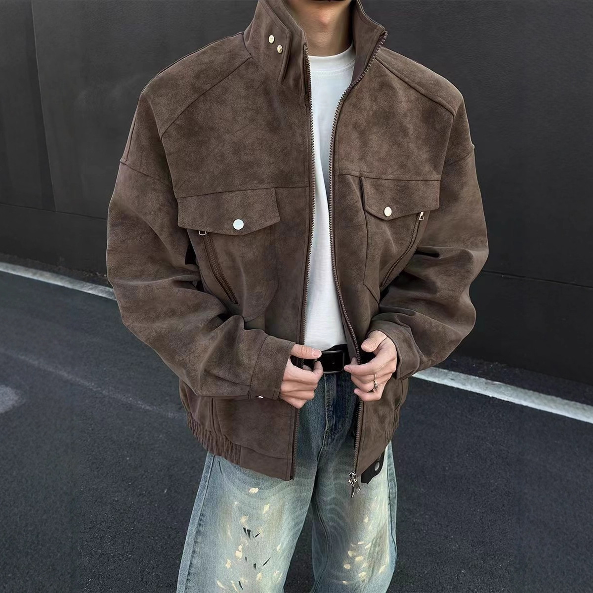 $16.35 American Loose Detroit Stand Collar Men's Coat