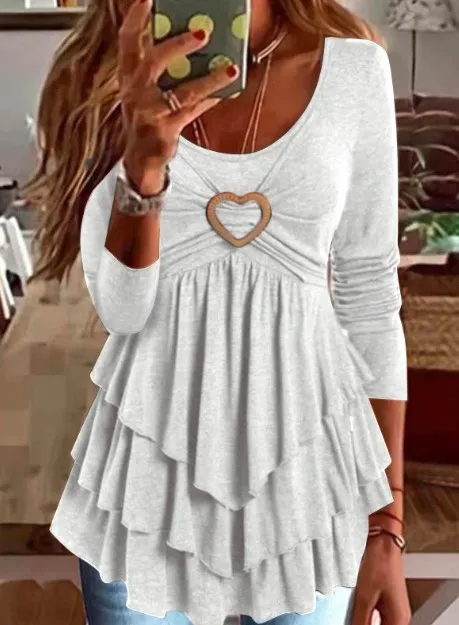 Women's Solid Color Short Cake Dress Casual Top Light Gray - Shop at LoveMi