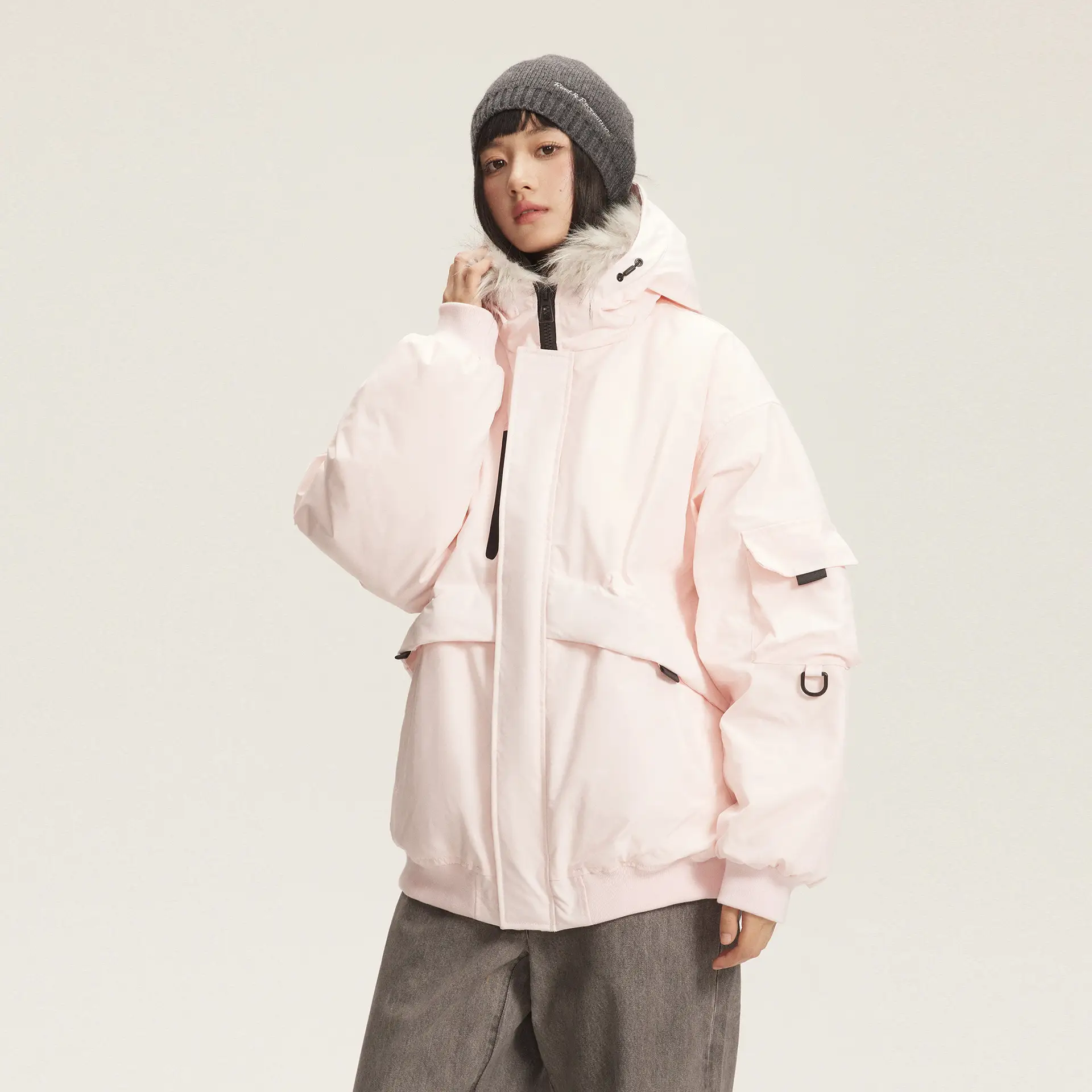 American Retro Fur Collar Hood Parker Down Jacket