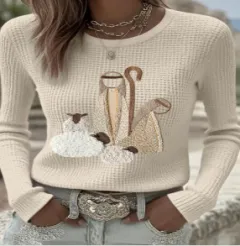 Lazy Style Soft Knit Sweater For Women, Autumn And Winter, Thickened - Hyjk555699 - View 1
