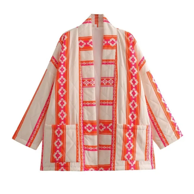 Printed Without Buckle Thin Pocket Cotton Coat Jacket Women - Shop at LoveMi