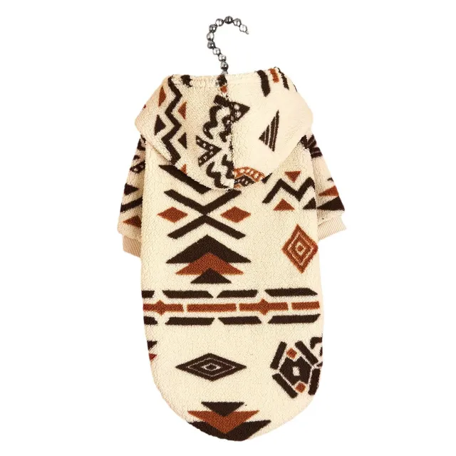Totem Print Plush Warm Pet Hooded Sweater Beige - Shop at LoveMi