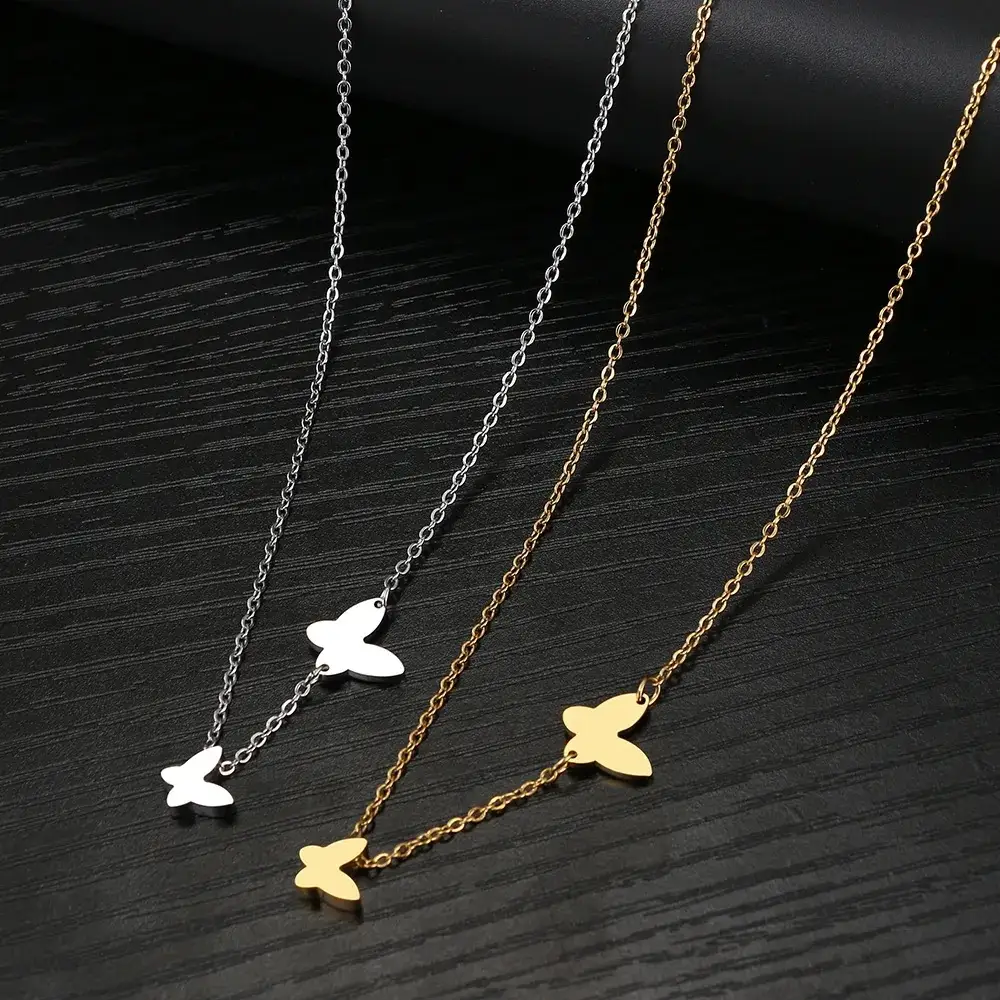 Women's Fashionable Temperamental All-match Stainless Steel Butterfly Pendant Necklace