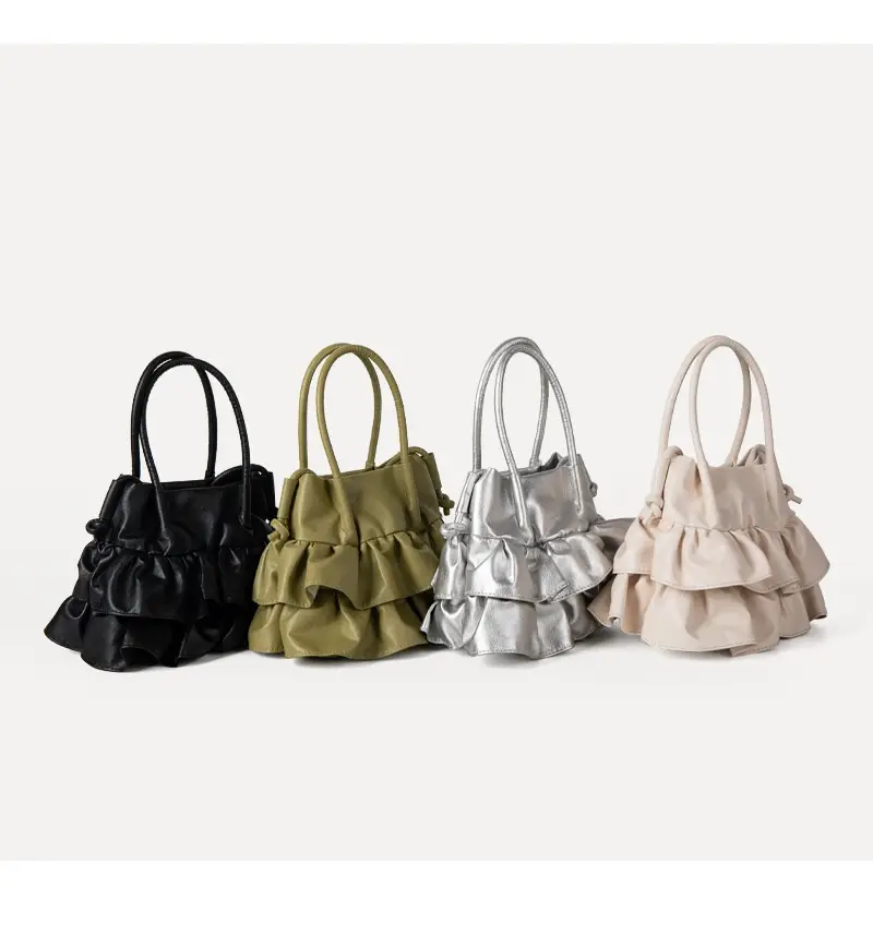 Bag Women's Pleated Ruffled Handbag Casual All-match Messenger Bag
