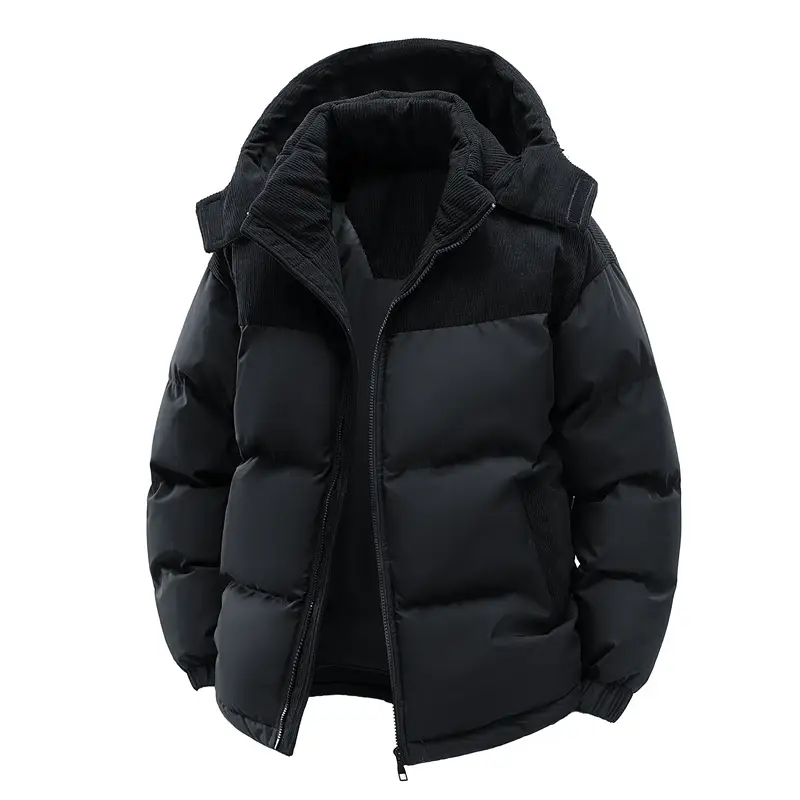 Thick Corduroy Patchwork Jacket Winter Zip-up Stand Collar Coat Casual Commuter Long-sleeved Cardigan Top Outwear  Clothing
