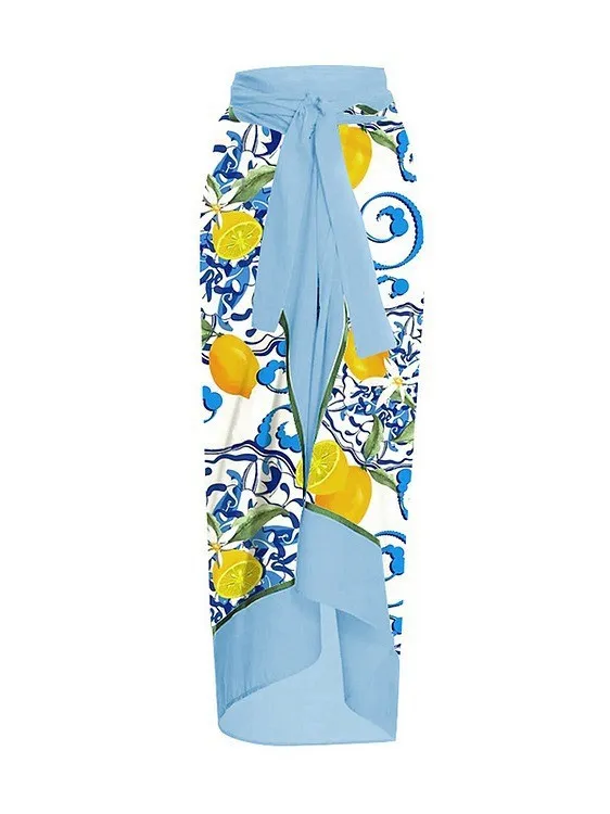 Lemon Printing Swimsuit Dress Suit Women Skirt Free Size - Shop at LoveMi