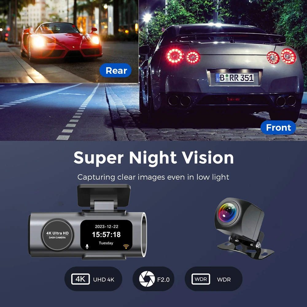High definition Front and rear Dual Recording WiFi Smartphone Connectivity A Hidden In-car Dash Cam 5