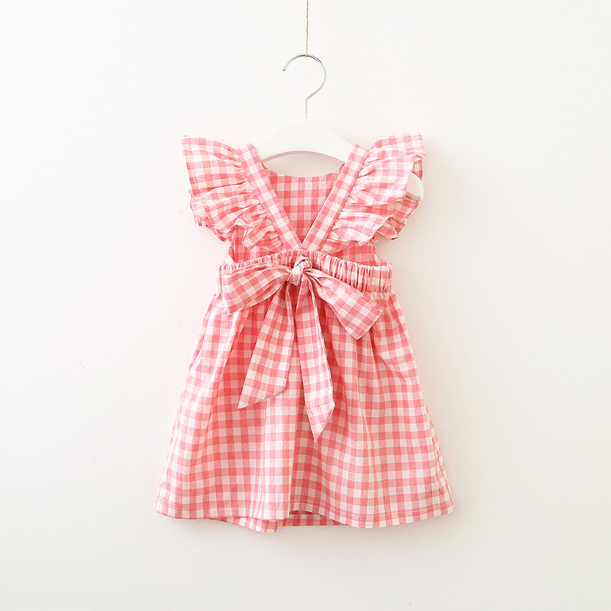 Title 9, Bowknot plaid princess dress with backless desi...