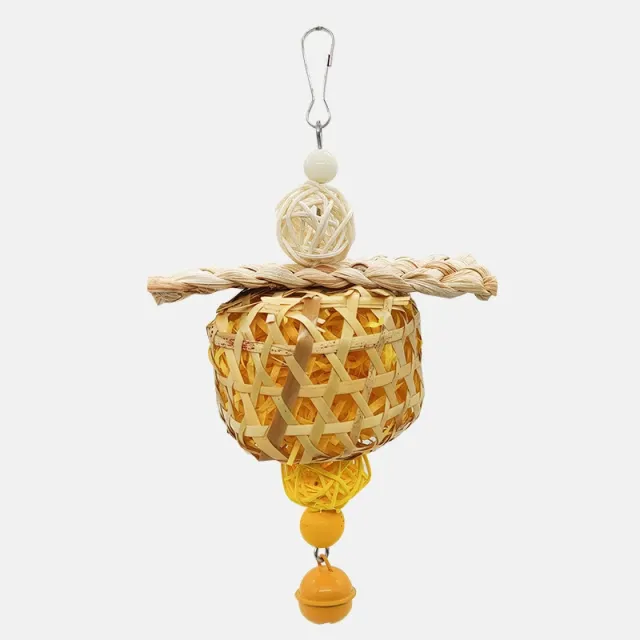 Parrot Bird Toy Bamboo Cage Scraps Of Paper Bite Pendant Corn Husk Woven Yellow - Shop at LoveMi