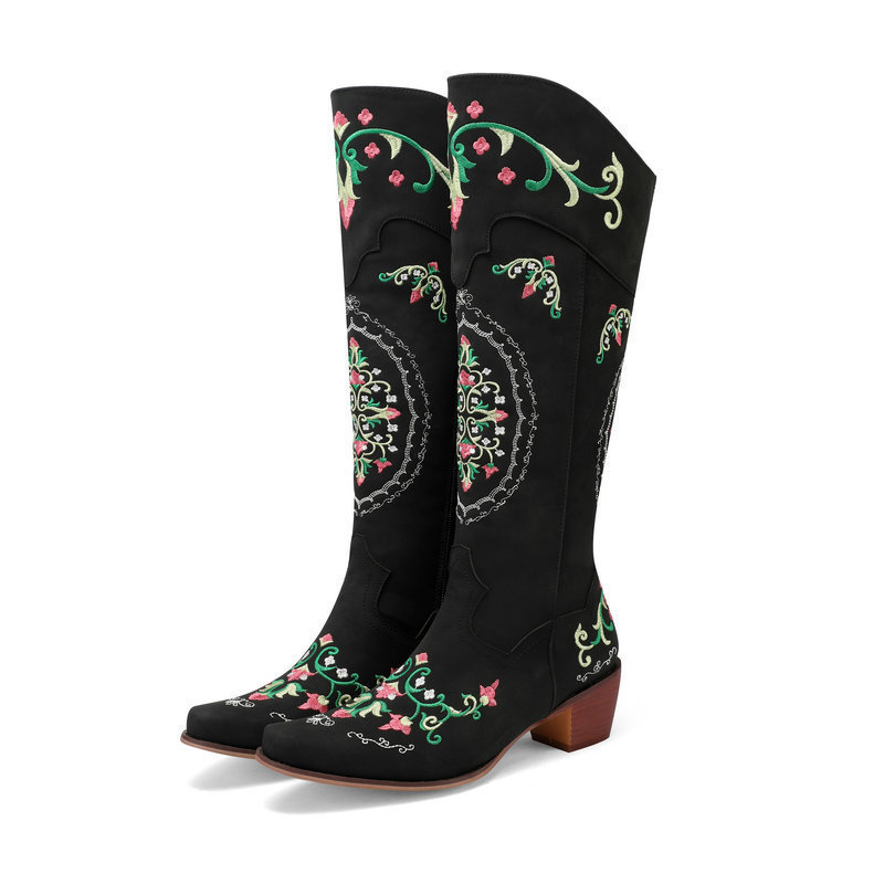 Embroidered Side-Zip Western Boots