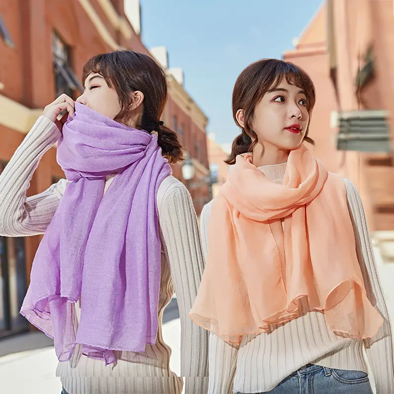 Solid-color Woven Cotton-linen Scarf