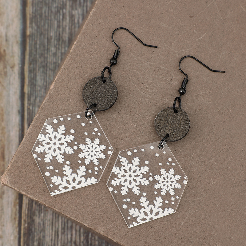 Simple Transparent Geometric Snowflake Earrings