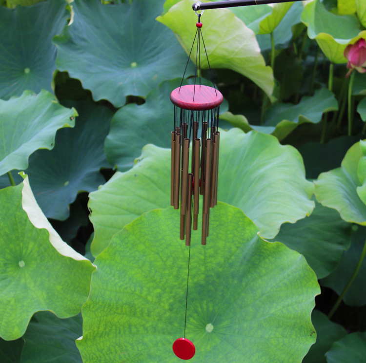 Title 12, Large Solid Wood Bronze Wind Chimes Metal Multi...