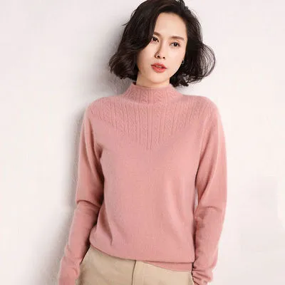 Women's Long sleeved Pullover Slim Fit Slimming Pink - Shop at LoveMi