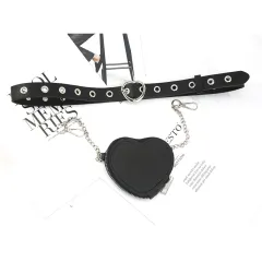 Mini Love Heart Belt Small Waist Bag Detachable Belt Decoration Bag - Black - View 1