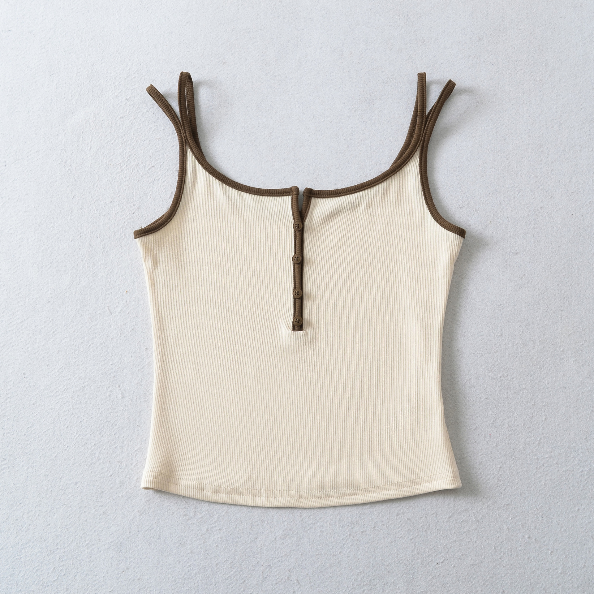 Contrast-color Shoulder Straps U-neck Camisole Womens Top