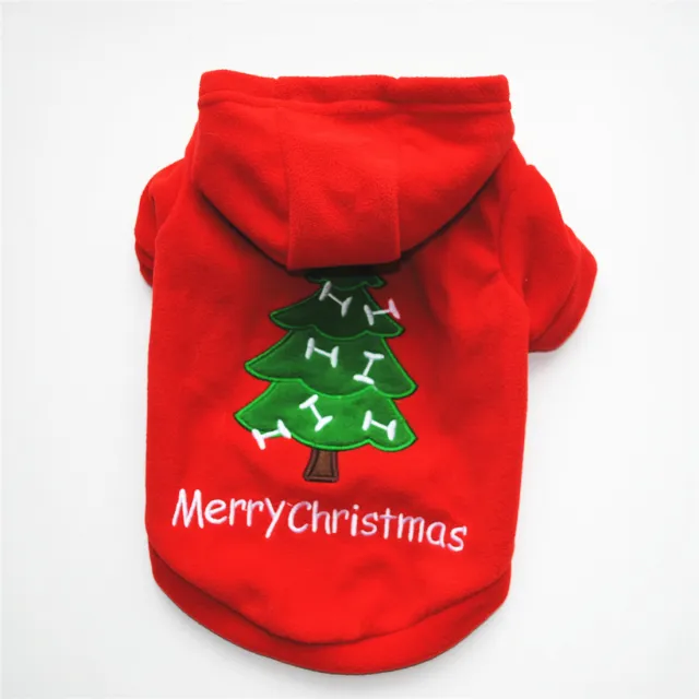 Pet Puppy Christmas Style Thick Hooded Fluffy Jacket Red - Shop at LoveMi