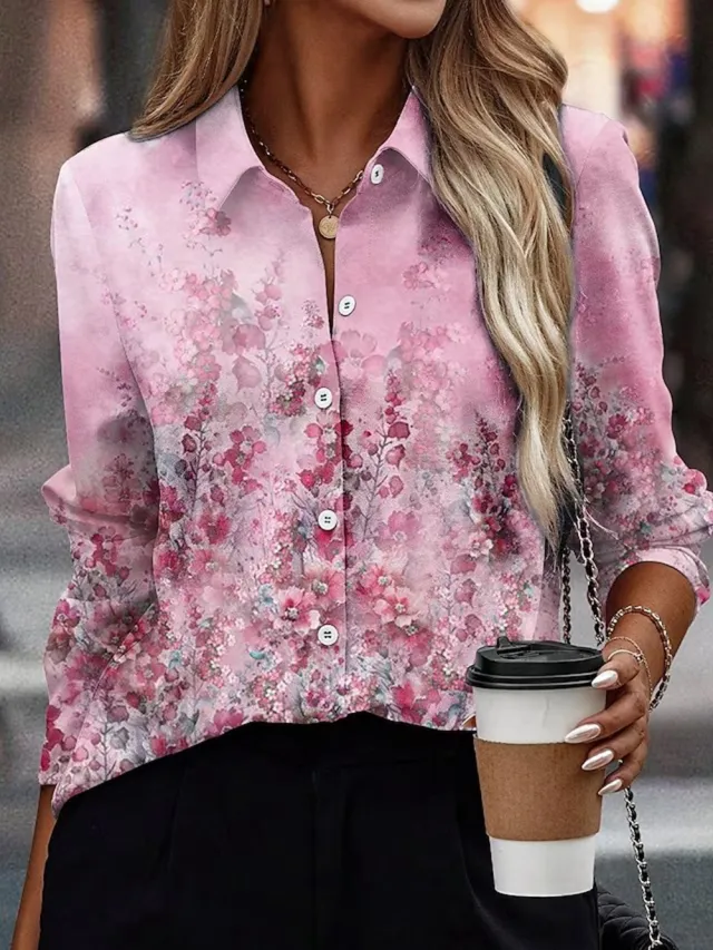 Elegant Women's Loose Long Sleeve Shirt 8Style L - Shop at LoveMi