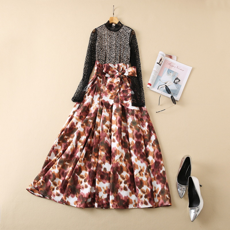 Lace-Trim Leopard Print Maxi Dress, picture 4 of 5