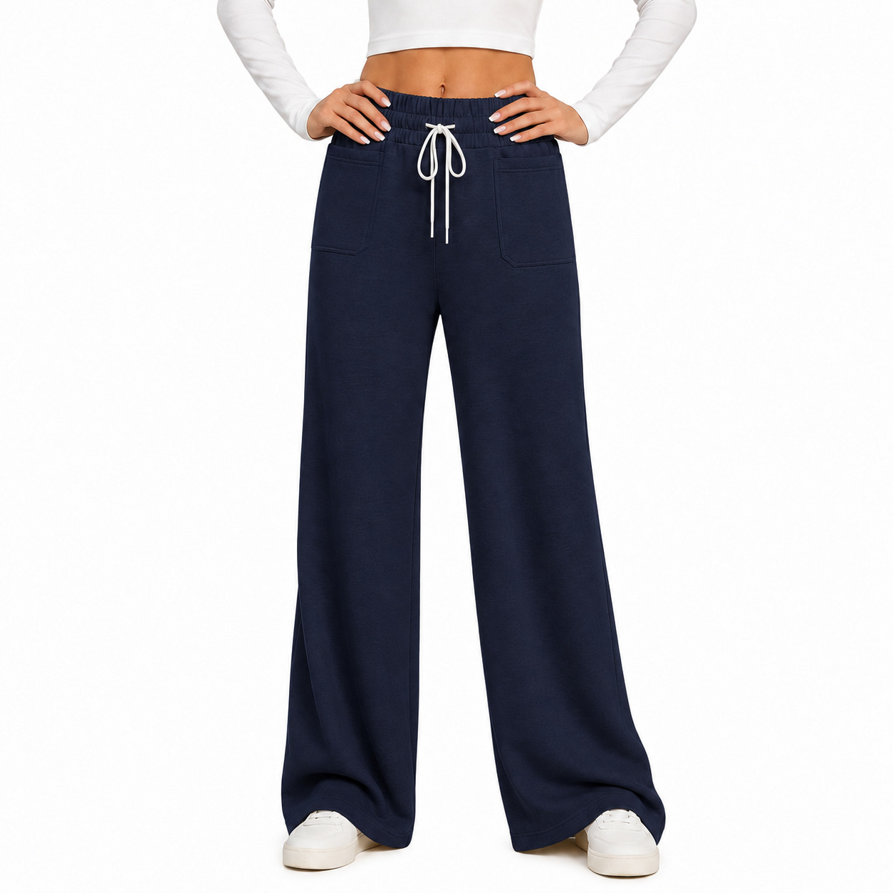 Wide-leg Pants Womens Loose Straight-leg Casual Trousers