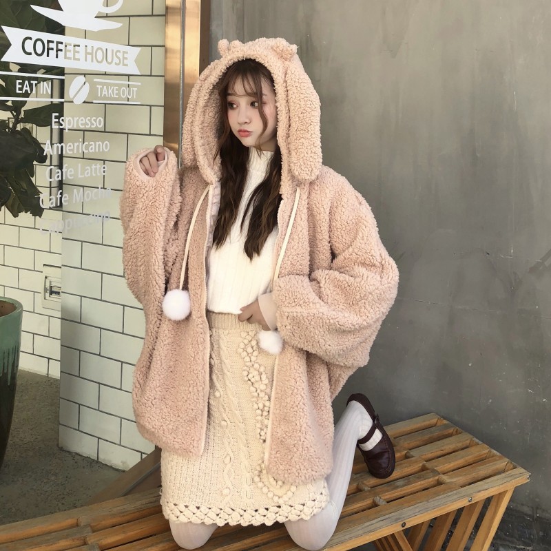 Title 15, Rabbit ears hooded loose sweater women