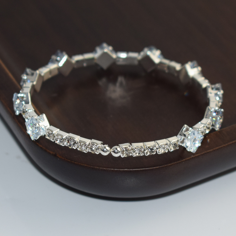 Shiny Silver Plated 1 Row Open Zircon Bracelet