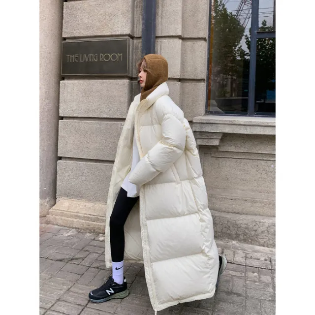 Plus Size Loose Long Versatile Parka Cotton Coat Jacket Beige - Shop at LoveMi