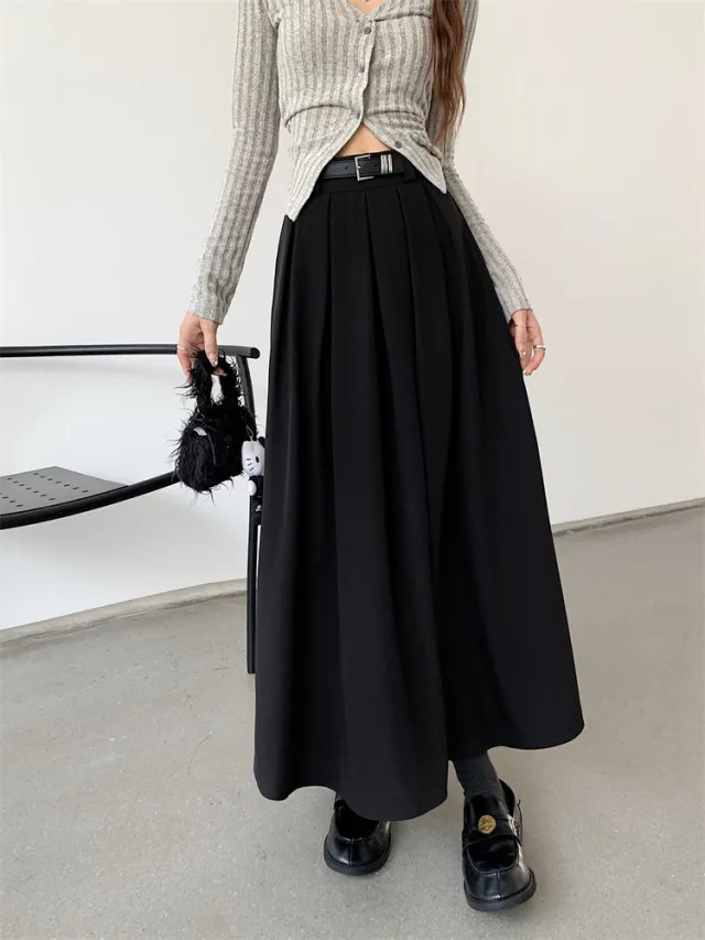 Women's All matching Slim Fit Temperament Midi Skirt Black - Shop at LoveMi
