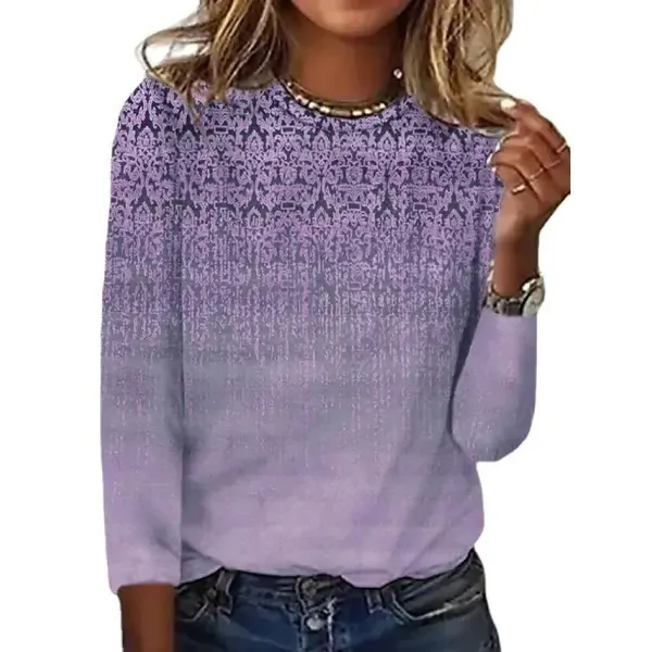 Loose Trendy Vintage Printed Round Neck T shirt F168Z843 - Shop at LoveMi