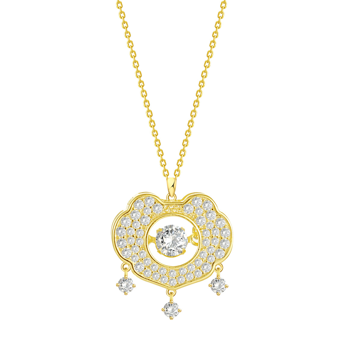 Safety Lock 925 Sterling Silver Necklace For Girls