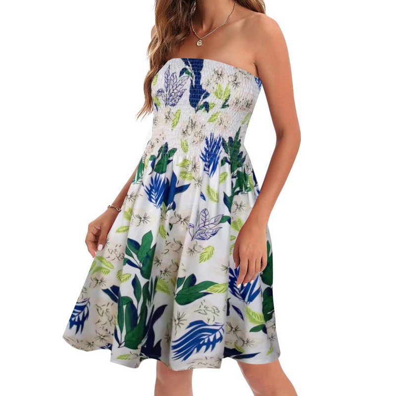 European And American Spring And Summer New Fashion Printed Beach Vacation Sexy Tube Top Dress Color 11 - Shop at LoveMi