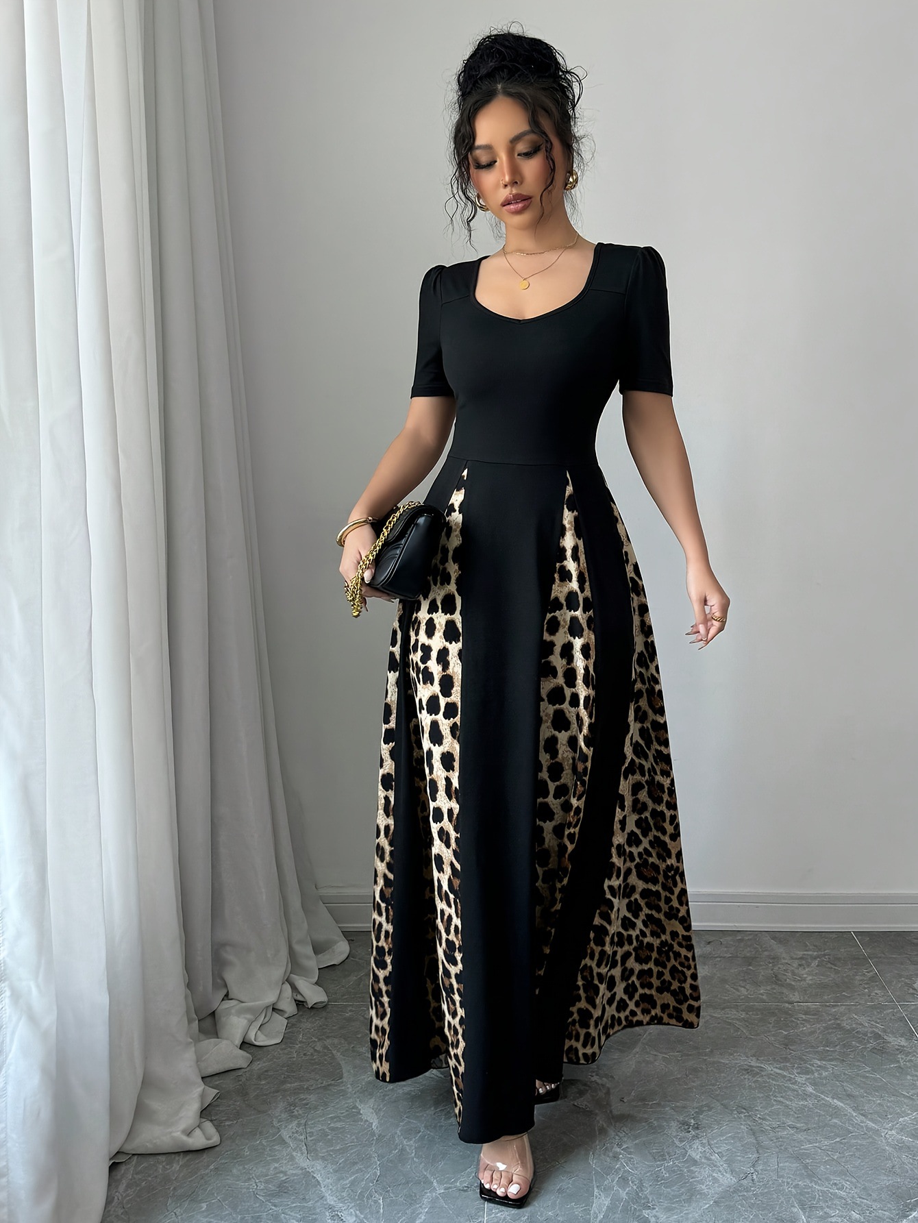 Women's Leopard print Contrast color Dress Leopard - Shop at LoveMi