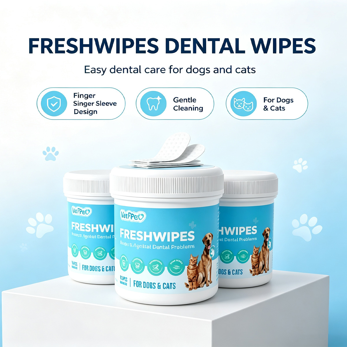 Pet Eye-Cleaning Finger Wipes For Cats And Dogs Removes Tear Stains