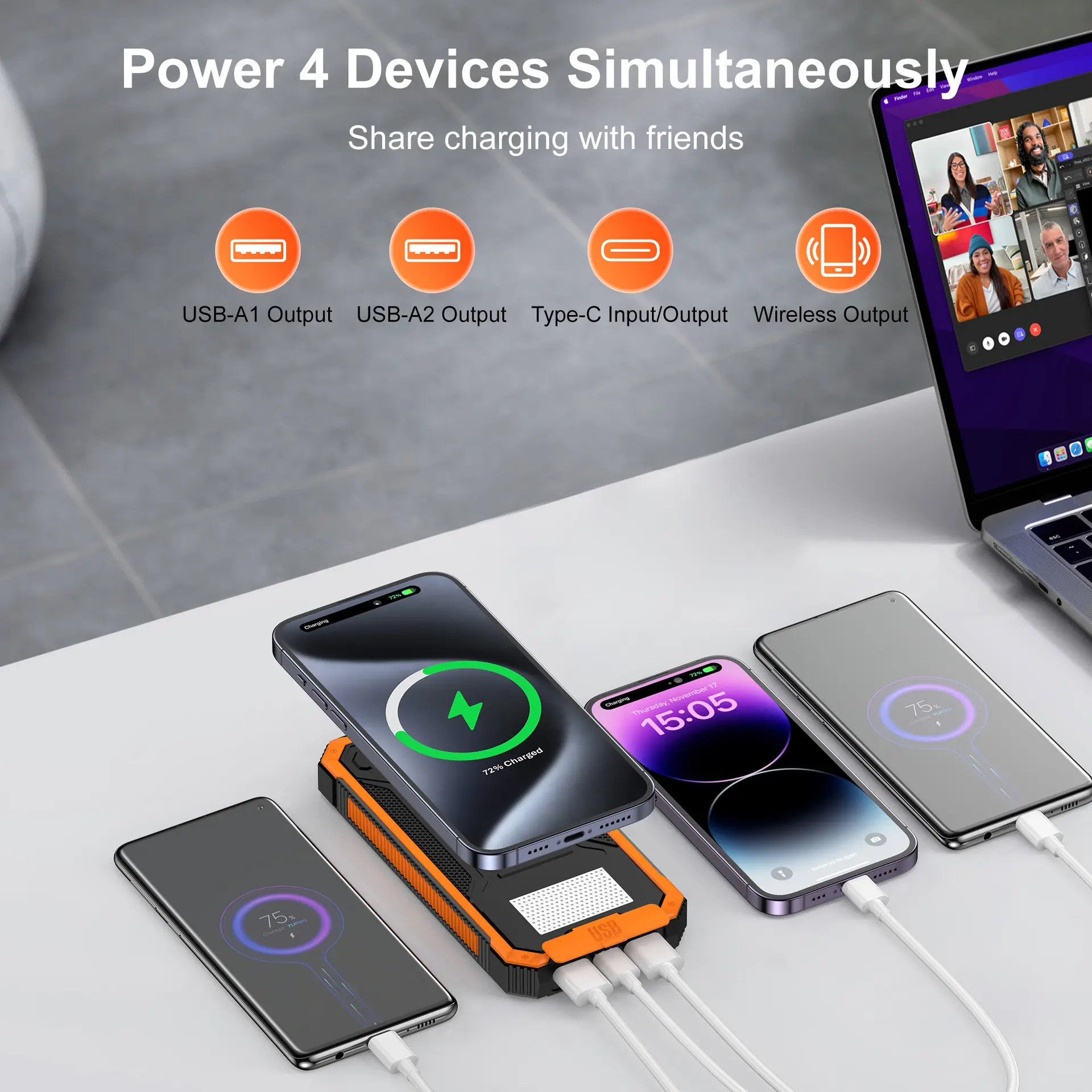 Outdoor Waterproof Wireless Charger Solar Charging Unit