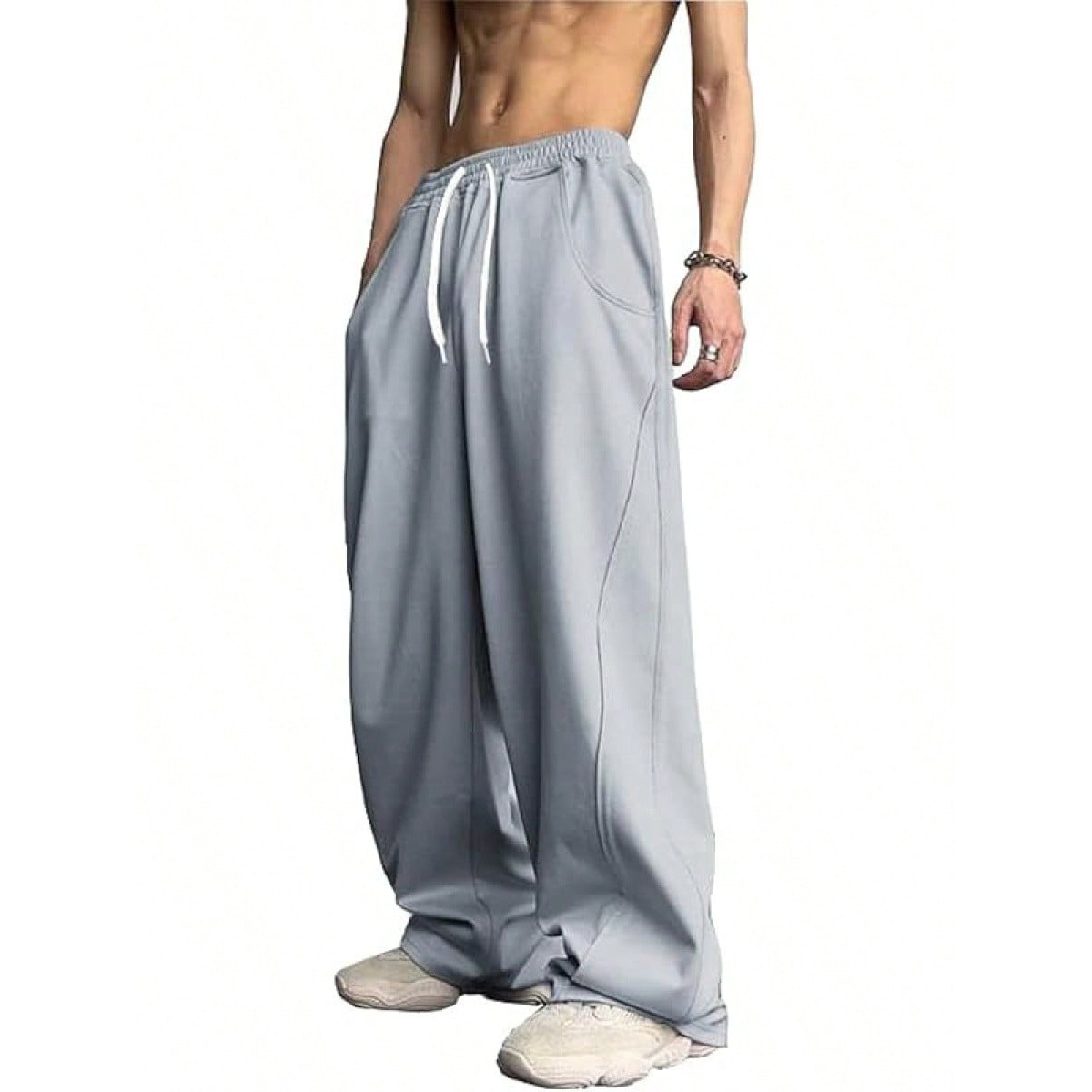 Loose High-street Designer-style Straight-leg Long Pants