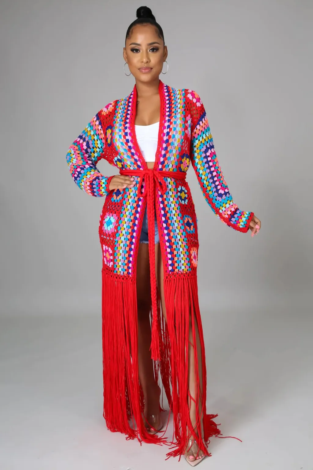 Handmade Crochet Beach Cover-up - Red