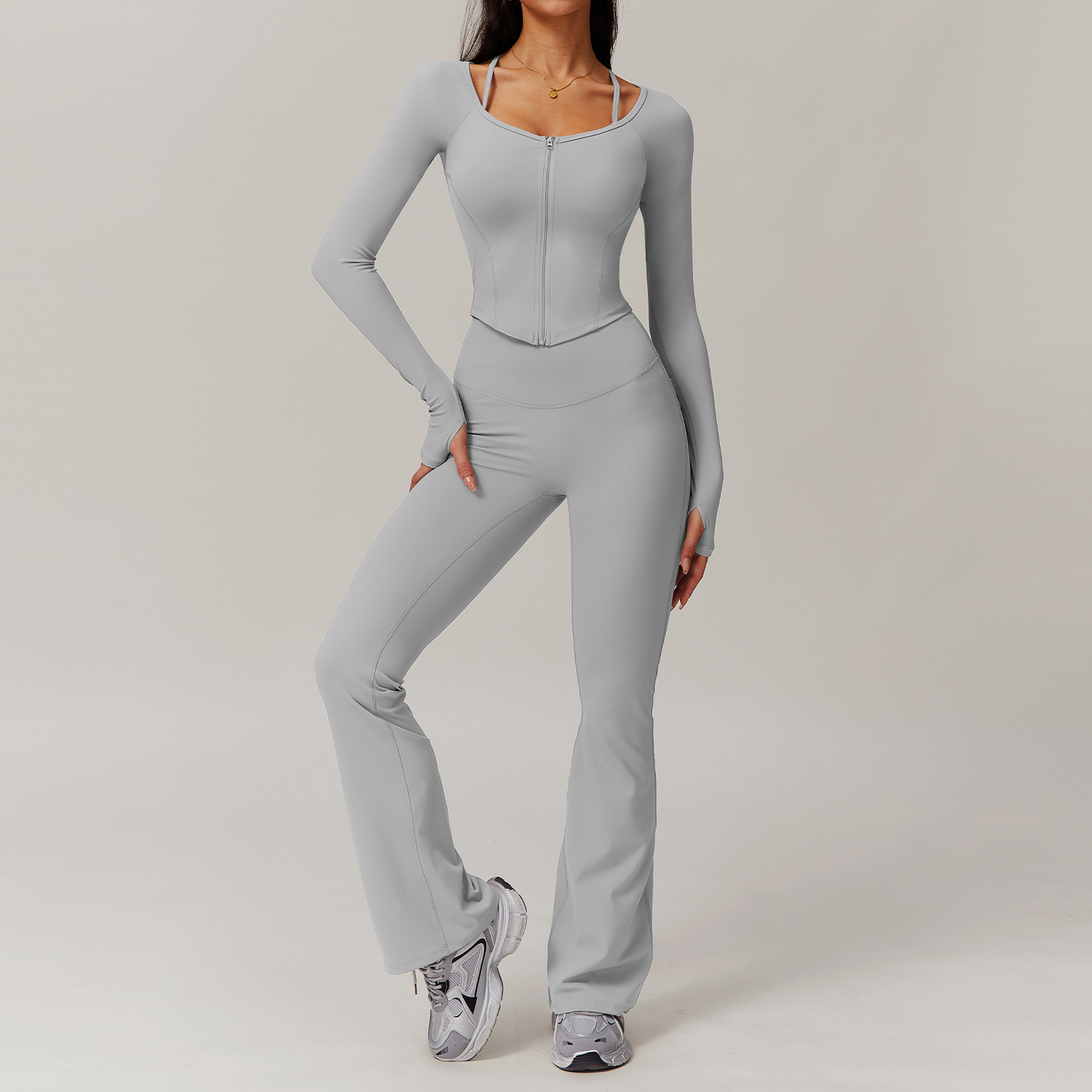 Quick-drying Slim Fit Long Sleeve Yoga Wear Suit